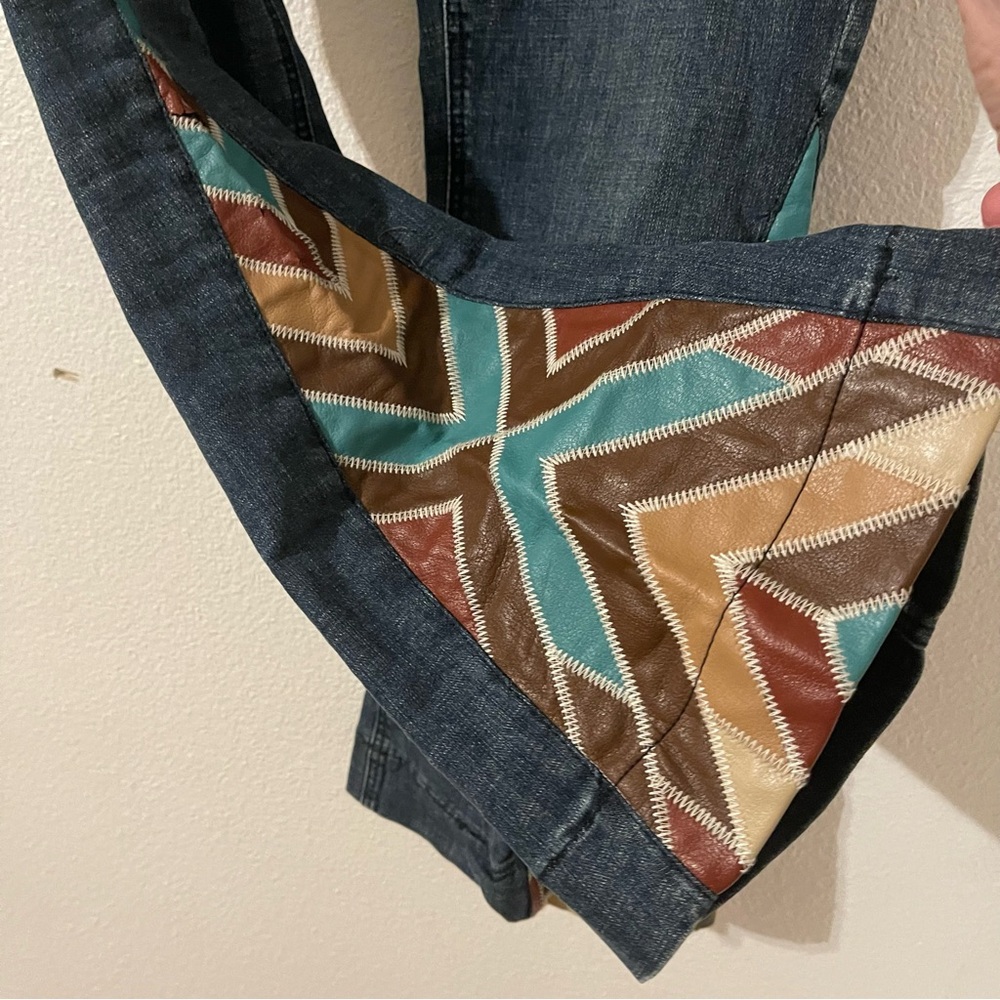 Rock & Roll Denim Cowgirl Leather Patch Jeans 32X32 - Picture 5 of 10